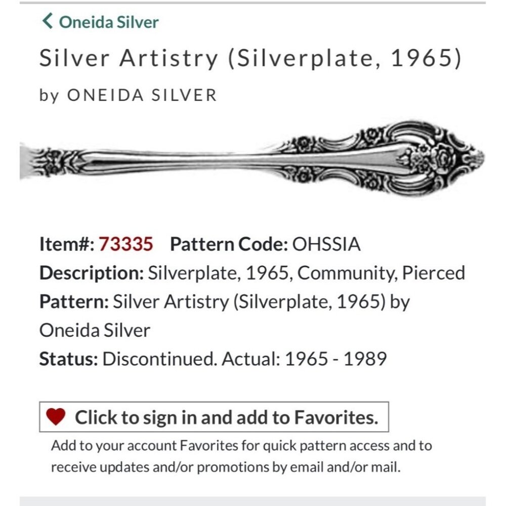 Set of 2 Oneida community Silver Artistry Silver plate Serving Set 1965 pierced